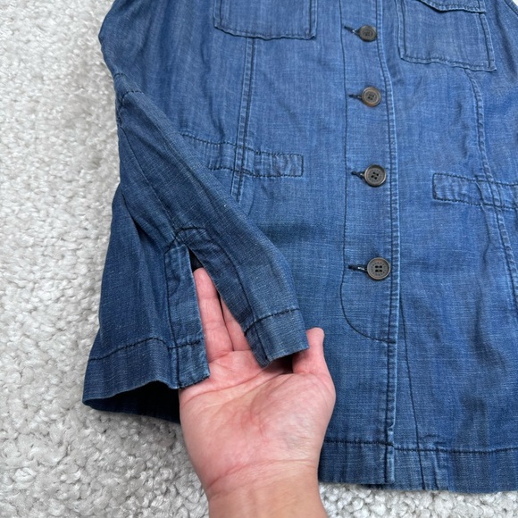 Talbots Casual Chambray Vest. Button Front Drawstring. petite medium - Picture 7 of 12